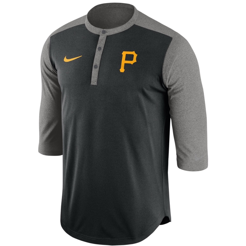 Nike‎ Men's Pittsburgh Pirates Dri Fit Quarter Sleeve Black Gray Shirt Size Med